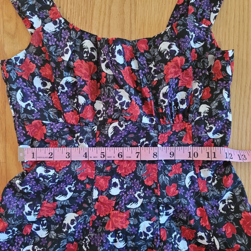 Skulls and Roses Punk Emo Goth Dress - Picture 2 of 5